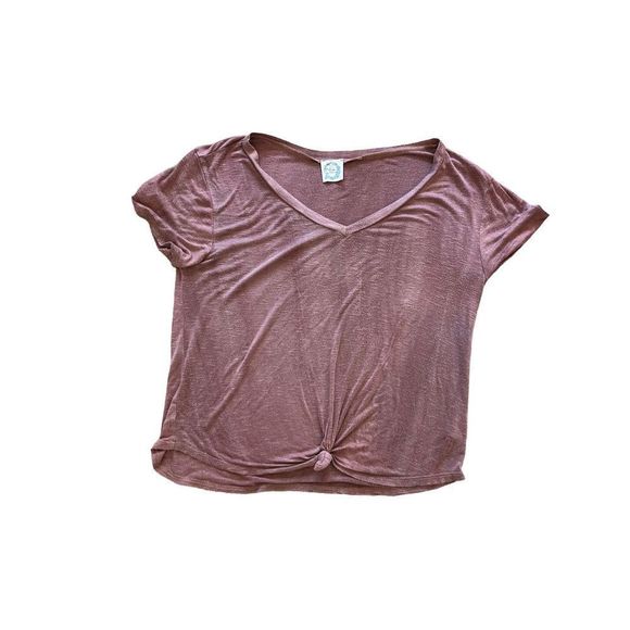 Blue Rain (Francesca’s) Bottom knot v-neck T, size S - Picture 1 of 6